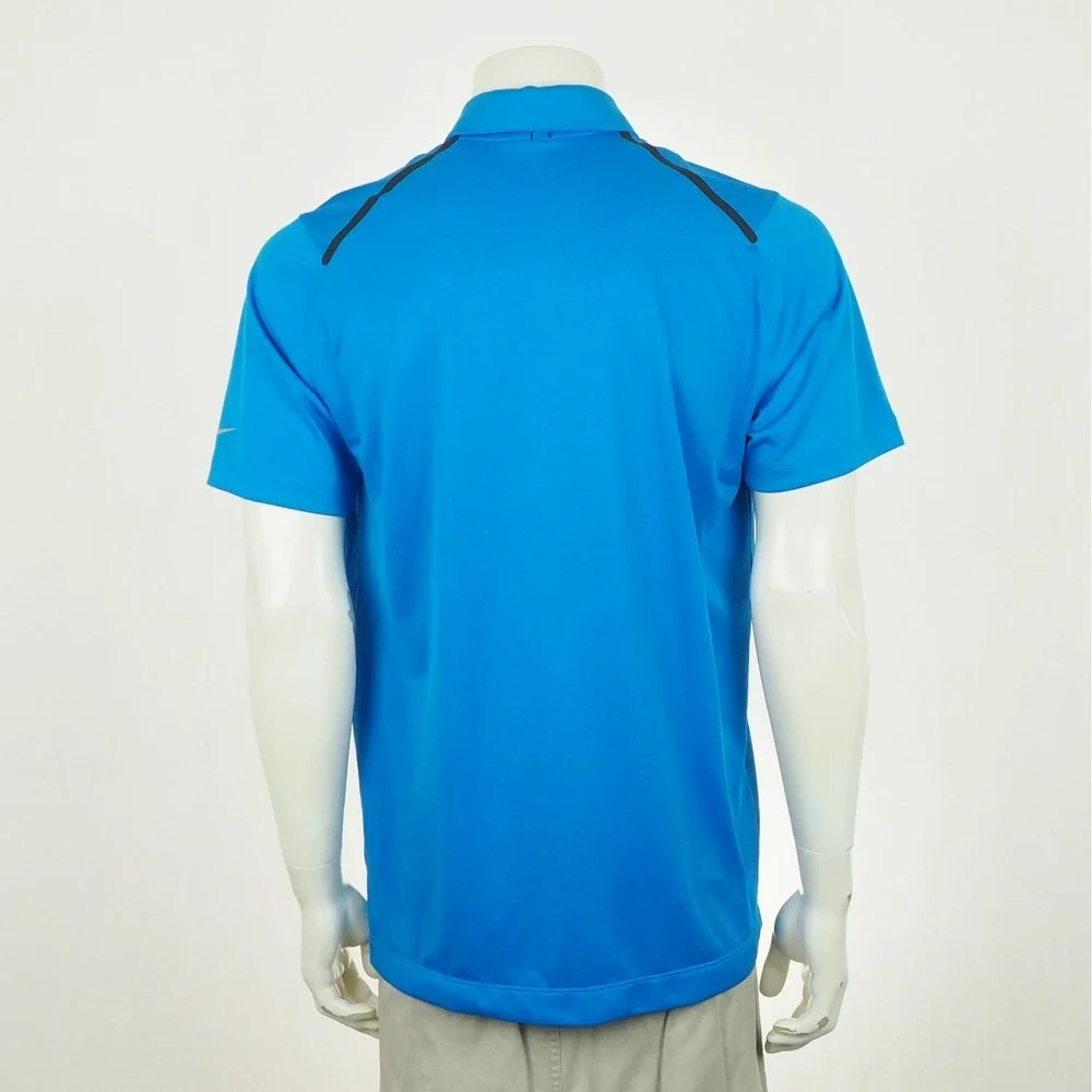 Nike Golf Polo Shirt Mens Medium Blue Geometric Dri-Fit Tour Performance Blend